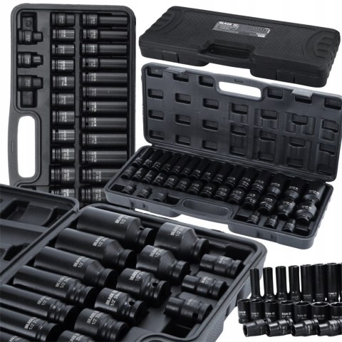 DUŻY ZESTAW NASADEK UDAROWYCH W WALIZCE HEXAGON 8-32MM 1/2" 35EL BLACK CRMO DUŻY ZESTAW NASADEK UDAROWYCH W WALIZCE HEXAGON 8-32MM 1/2" 35EL BLACK CRMO