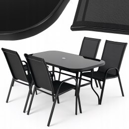 ZESTAW MEBLI DO OGRODU TARASU STÓŁ 120X72 4x KRZESŁA Black Edition PREMIUM
