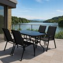 ZESTAW MEBLI DO OGRODU TARASU STÓŁ 120X72 4x KRZESŁA Black Edition PREMIUM