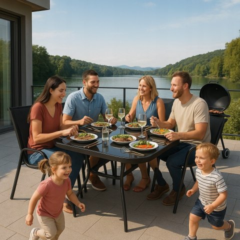 ZESTAW MEBLI DO OGRODU TARASU STÓŁ 120X72 4x KRZESŁA Black Edition PREMIUM ZESTAW MEBLI DO OGRODU TARASU STÓŁ 120X72 4x KRZESŁA Black Edition PREMIUM