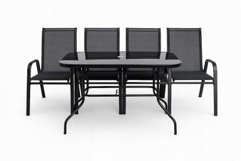ZESTAW MEBLI DO OGRODU TARASU STÓŁ 120X72 4x KRZESŁA Black Edition PREMIUM ZESTAW MEBLI DO OGRODU TARASU STÓŁ 120X72 4x KRZESŁA Black Edition PREMIUM