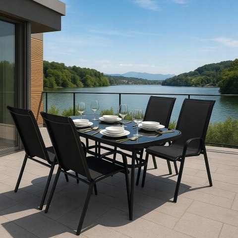 ZESTAW MEBLI DO OGRODU TARASU STÓŁ 120X72 4x KRZESŁA Black Edition PREMIUM ZESTAW MEBLI DO OGRODU TARASU STÓŁ 120X72 4x KRZESŁA Black Edition PREMIUM