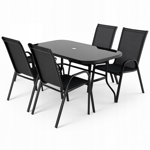 ZESTAW MEBLI DO OGRODU TARASU STÓŁ 120X72 4x KRZESŁA Black Edition PREMIUM ZESTAW MEBLI DO OGRODU TARASU STÓŁ 120X72 4x KRZESŁA Black Edition PREMIUM