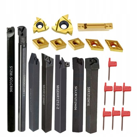 ZESTAW NOŻY TOKARSKICH SKŁADANYCH NÓŻ TOKARSKI PŁYTKI 12 x 12 mm 7 szt. ZESTAW NOŻY TOKARSKICH SKŁADANYCH NÓŻ TOKARSKI PŁYTKI 12 x 12 mm 7 szt.