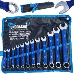 12el KLUCZE PŁASKO-OCZKOWE KLUCZE PŁASKIE ZESTAW KLUCZY Z GUMĄ ETUI 6-22mm