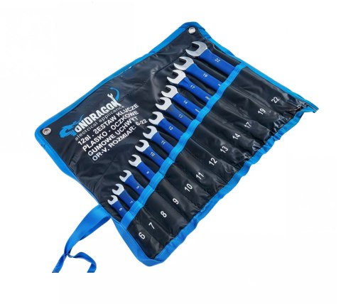 12el KLUCZE PŁASKO-OCZKOWE KLUCZE PŁASKIE ZESTAW KLUCZY Z GUMĄ ETUI 6-22mm