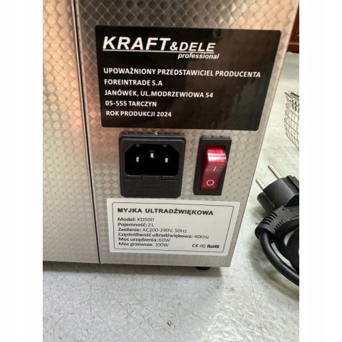 MYJKA WANNA ULTRADŹWIĘKOWA 100W 40KHz Z KOSZEM 2L STERYLIZATOR KOSMETYCZNY