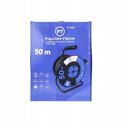Przedłużacz bębnowy, ogrodowy Falon-Tech 50 m 4 szt. gniazd czarny