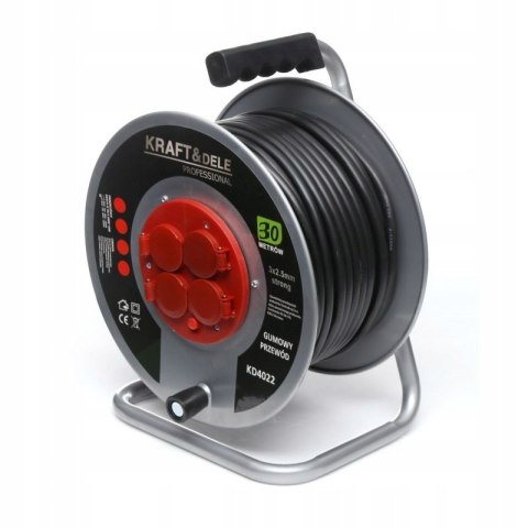 Przedłużacz ogrodowy Kraft&Dele 30 m 4 szt. gniazd srebrny