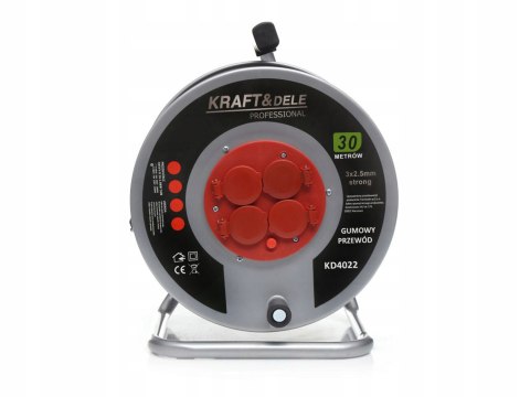 Przedłużacz ogrodowy Kraft&Dele 30 m 4 szt. gniazd srebrny