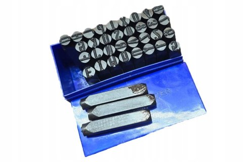 ZNACZNIKI NUMERATORY STEMPLE WYBIJAKI ALFABET LITERY CYFRY 36el 10mm