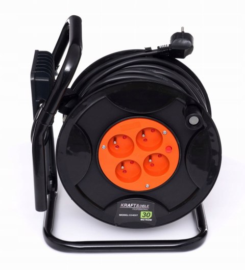 Przedłużacz bębnowy Kraft&Dele 30m 4 gniazda LED czarny KD4037 3x2,5mm