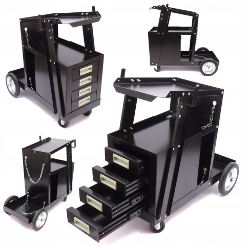 WÓZEK SPAWALNICZY DO SPAWAREK z PÓŁKĄ na BUTLE METALOWE KÓŁKA POD MIGOMAT