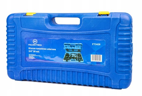 KLUCZE NASADOWE NASADKI UDAROWE Cr-V DO KÓŁ ZESTAW 26el. 3/4" 1"