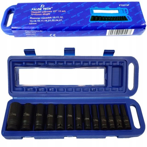 NASADKI UDAROWE 1/2'' DŁUGIE ZESTAW 10-32MM 13EL