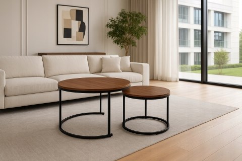 STOLIK KAWOWY 2w1 ZESTAW 2 STOLIKÓW KAWOWYCH OKRĄGY DO SALONU 70X45 + 50X40