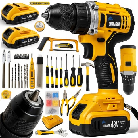 48V BEZSZCZOTKOWA AKUMULATOROWA WIERTARKO WKRĘTARKA UDAROWA 2xAKU ZESTAW 92
