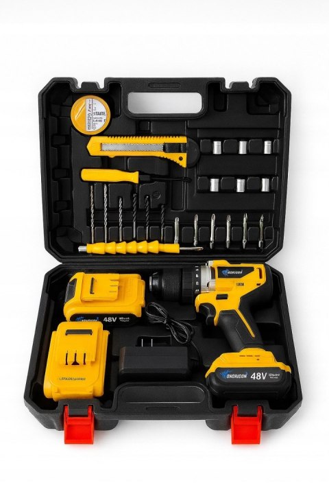 BEZSZCZOTKOWA AKUMULATOROWA WIERTARKO WKRĘTARKA UDAROWA + 2xAKU ZESTAW 48V