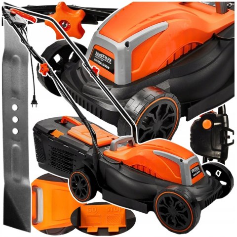 KOSIARKA ELEKTRYCZNA LEKKA MOCNA DO TRAWY DUŻY KOSZ Z REGULACJĄ 2400W