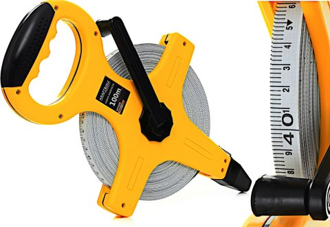 MIARA TAŚMA MIERNICZA METRÓWKA ZWIJANA 100M MIARKA FIBERGLASS KRAFT KD10429