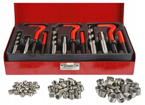 Zestaw do naprawy GWINTÓW M6, M8, M10 naprawczy GWINTOWNIKI TULEJKI 88 EL.
