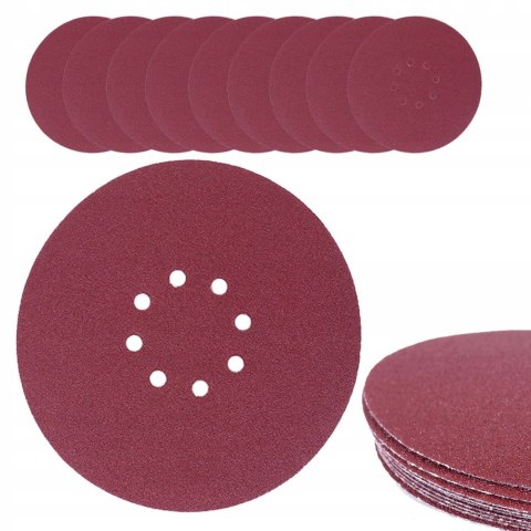 PAPIER ŚCIERNY Z DZIURAMI I RZEPEM NA DYSK 225MM P240 10 SZTUK PAPIER ŚCIERNY Z DZIURAMI I RZEPEM NA DYSK 225MM P240 10 SZTUK