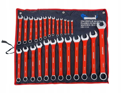 KLUCZE PŁASKO-OCZKOWE KLUCZE PŁASKIE ZESTAW KLUCZY Z GUMĄ ETUI 6-36mm 25EL