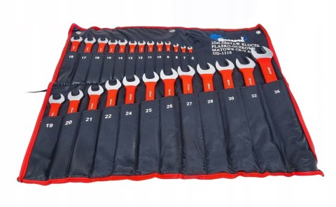 KLUCZE PŁASKO-OCZKOWE KLUCZE PŁASKIE ZESTAW KLUCZY Z GUMĄ ETUI 6-36mm 25EL