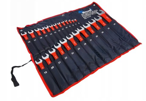 KLUCZE PŁASKO-OCZKOWE KLUCZE PŁASKIE ZESTAW KLUCZY Z GUMĄ ETUI 6-36mm 25EL