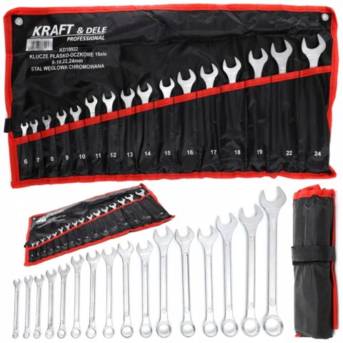 Kraft&Dele 16 el KLUCZE PŁASKO OCZKOWE 6-24 mm KLUCZ PŁASKIE