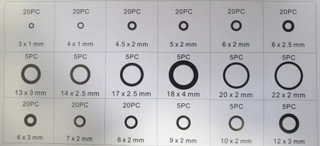ORINGII GUMKI USZCZELKI GUMOWE 225 SZT OLEJOODPORNE ZESTAW ORINGÓW Paliwa