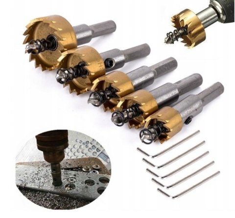 OTWORNICE WIDIOWE DO METALU STALI 5szt 16-30mm