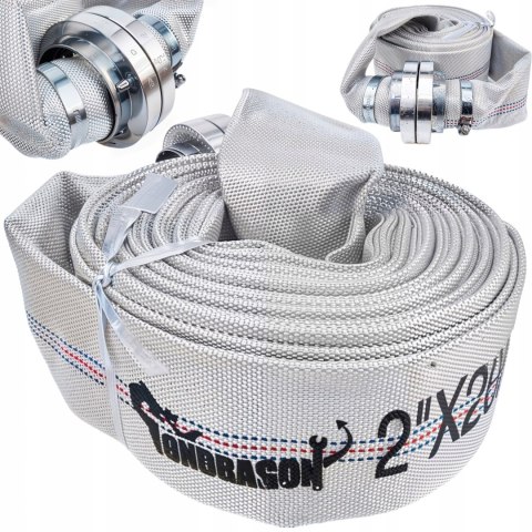 WĄŻ STRAŻACKI DO SZAMBA BRUDNEJ WODY 2" 20M MOCNY PARCIANY + SZYBKOZŁĄCZKI