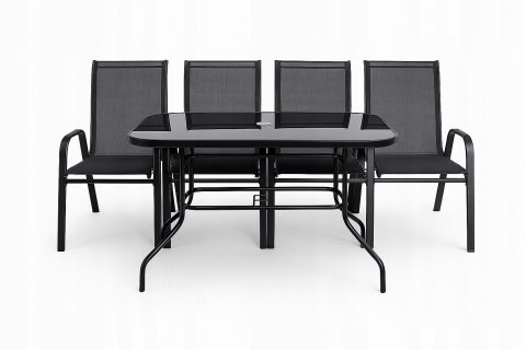 ZESTAW MEBLI DO OGRODU TARASU STÓŁ 120X72 4x KRZESŁA Black OGRODOWYCH