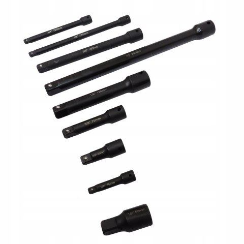 ZESTAW PRZEDŁUŻEK UDAROWYCH PRZEDŁUŻKI UDAROWE 1/4 3/8 1/2 9EL.