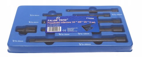 ZESTAW PRZEDŁUŻEK UDAROWYCH PRZEDŁUŻKI UDAROWE 1/4 3/8 1/2 9EL.