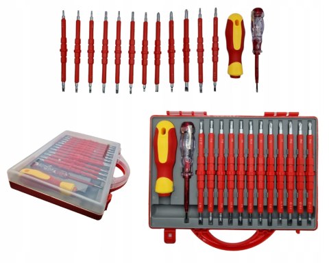 ZESTAW WKRĘTAKÓW ŚRUBOKRĘTY IZOLOWANE 25 rozmiarów + WALIZKA DLA ELEKTRYKA