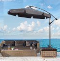 PARASOL OGRODOWY SZARY DUŻY SKŁĄDANY REGULOWANY Z WYSIEGNIKIEM 350CM 3,5M