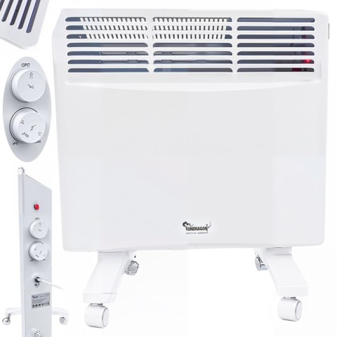 Grzejnik Elektryczny Aluminiowy Konwektorowy Mocny 1750W Ścienny +Kółka 2w1