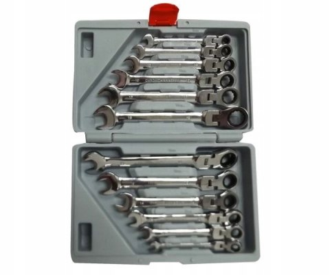 KLUCZE PŁASKIE OCZKOWE ŁAMANE Z GRZECHOTKĄ Cr-V 12szt. 8-19