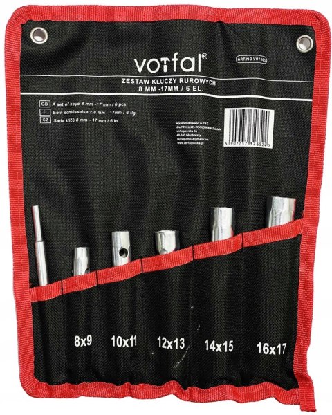 KLUCZE RUROWE DO ŚWIEC ŻAROWYCH 8-17MM 6 EL. RUROWYCH DWUSTRONNE ZESTAW