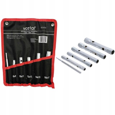 KLUCZE RUROWE DO ŚWIEC ŻAROWYCH 8-17MM 6 EL. RUROWYCH DWUSTRONNE ZESTAW