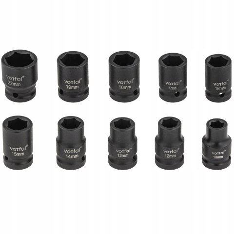 NASADKI UDAROWE 1/2 ZESTAW NASADEK UDAROWYCH KLUCZY NASADOWYCH 10-22MM 10EL