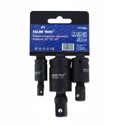 PRZEGUB KULOWY KULISTY UDAROWY NASADKI TRZPIENIE 1/2 1/4 3/8 ZESTAW 3 SZT
