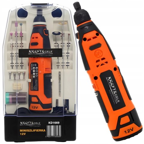 Szlifierka MINI akumulatorowa 5.000-25.000obr. końcówki 55szt. - Kraft&Dele