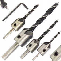 WIERTŁA DO DREWNA Z POGŁĘBIACZEM REGULOWANE 3-6 MM