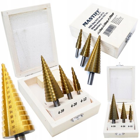 WIERTŁO WIERTŁA STOPNIOWE STOŻKOWE 3el TYTAN 4-39