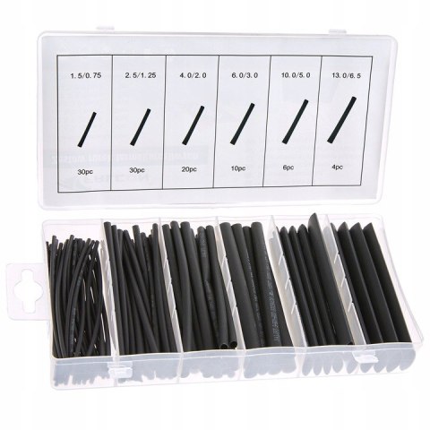 ZESTAW RUREK TERMOKURCZLIWYCH RURKI TERMOKURCZLIWE 100SZT CZARNE