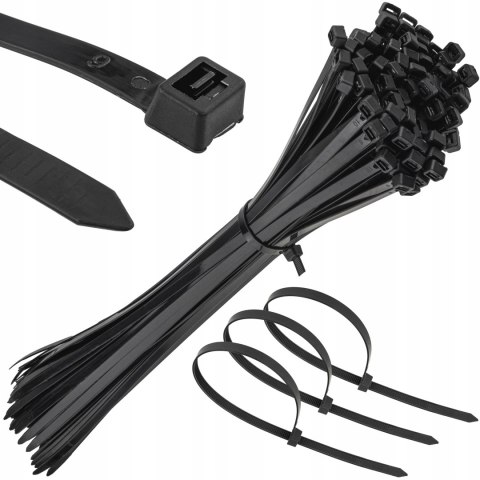 MOCNE OPASKI ZACISKOWE KABLOWE TRYTKI CZARNE TAŚMA 8.8X600MM 100SZT TRYTKI