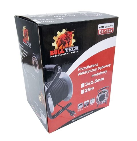 25m 3x2,5 METALOWY PRZEDŁUŻACZ BĘBNOWY NA BĘBNIE BUDOWLANY +GNIAZDA USB C